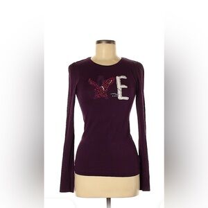 American Eagle Outfitters Women's Deep Purple Long Sleeve Blouse